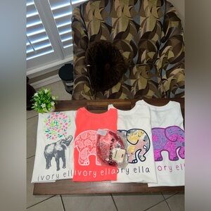 Ivory Ella Elephant T-Shirt Women's XS short Sleeve, NWT lot  FREE  headband